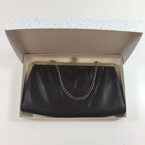 Vintage 50s Ande Brown Clutch Purse Chain Strap Saks Fifth Avenue Pocket Mirror